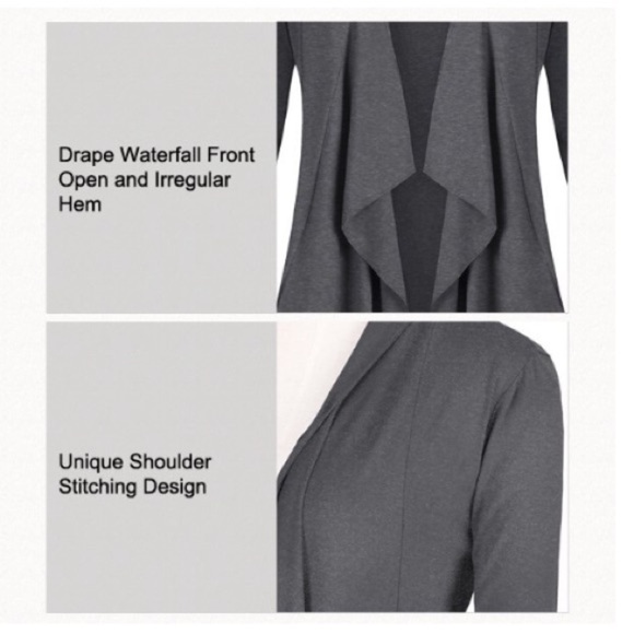 NWT Drape Front Open Cardigan Long Sleeve Irregular Hem Brown Cover Up Sweater! - Picture 4 of 15